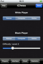 iChess Einstellungen Gegnerwahl