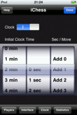 iChess Eisntellung der Bedenkzeit